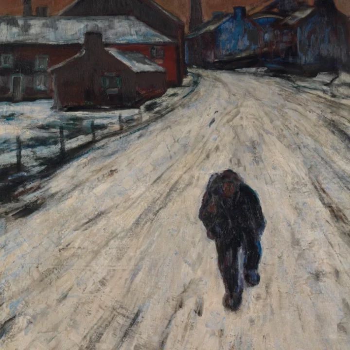Pierre Paulus, Winteravond in een mijnwerkersbuurt, 1927 (Vlaamse Kunstcollectie)