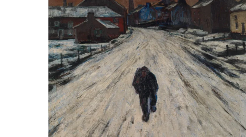 Pierre Paulus, Winteravond in een mijnwerkersbuurt, 1927 (Vlaamse Kunstcollectie)