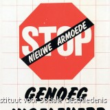 Stop nieuwe armoede (jaren 1980).
Sticker van Culturele Centrale, de voorloper van Linx+
