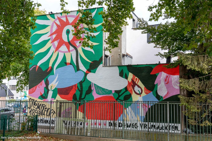 Muurschildering in Borgerhout van Manonina